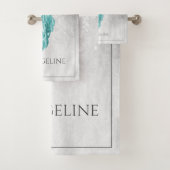 Blauwgroen Elegant Peacock Bath-handdoekset Bad Handdoek (Insitu)