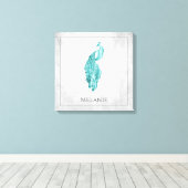 Blauwgroen Elegant Peacock Canvas afdrukken (Insitu (Houten vloer))