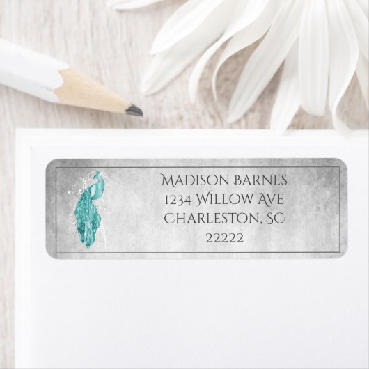 Blauwgroen Elegant peacock-etiket Etiket (Insitu)