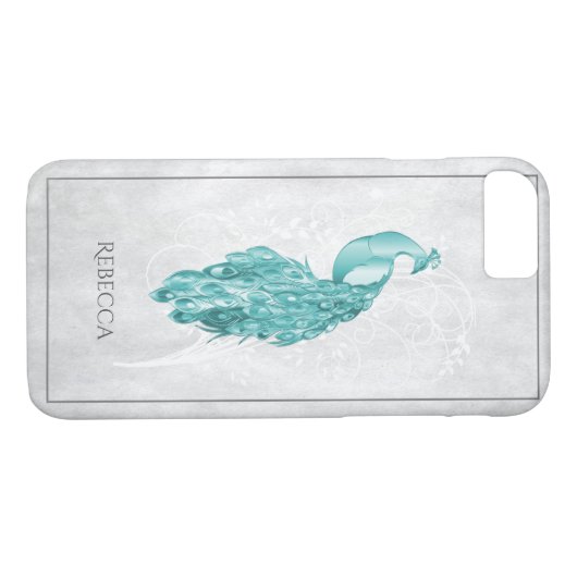 Blauwgroen Elegant Peacock - Gepersonaliseerd Case-Mate iPhone Case (Achterkant (Horizontaal))
