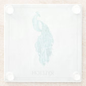 Blauwgroen Elegant Peacock - Gepersonaliseerd Onde Glazen Onderzetter (Achterkant)