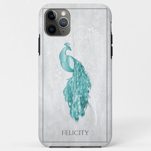 Blauwgroen Elegant Peacock Hoesje-Mate iPhone Case (Achterkant)