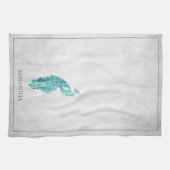 Blauwgroen Elegant Peacock Kitchen Towel Theedoek (Horizontaal)