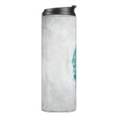 Blauwgroen Elegant Peacock Persoonlijke thermische Thermosbeker (Gedraaid links)