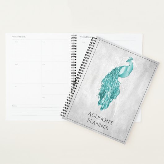 Blauwgroen Elegant Peacock Planner (Display)