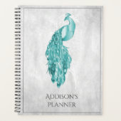 Blauwgroen Elegant Peacock Planner (Voorkant)