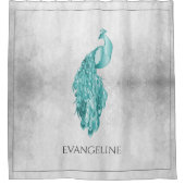 Blauwgroen Elegant Peacock Shower Curtain Douchegordijn (Voorkant)