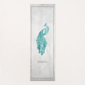 Blauwgroen Elegant Peacock Yoga Mat (Voorkant)
