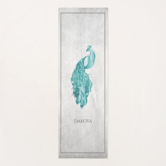 Blauwgroen Elegant Peacock Yoga Mat (Voorkant)