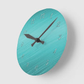 blauwgroen, elegant, stijlvol, modern ronde klok (Hoek)