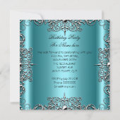 Blauwgroen Elegant Sweet Sixteen Sweet 16 Party Wh Kaart (Achterkant)