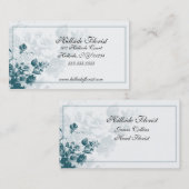Blauwgroen elegante bloem-Visitekaartjes Visitekaartje (Voorkant / Achterkant)