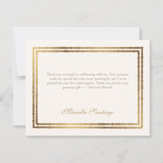 Blauwgroen Elegante Bloemen Quinceanera Bedankkaart (Achterkant)