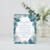 Blauwgroen Elegante Bloemen | Uitnodiging voor bru (Staand voorkant)