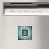 Blauwgroen Elegante Floury Monogram Magnet (Insitu (Vaatwasser))