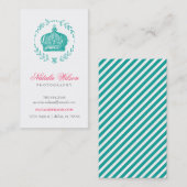 Blauwgroen Elegante Kroon Verticaal Visitekaartje (Voorkant / Achterkant)