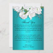 Blauwgroen Elegantie Botanische Rozen Bruiloft Bedankkaart (Voorkant)