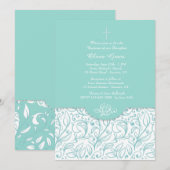 Blauwgroen elegantie uitnodiging (Voorkant / Achterkant)