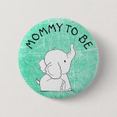 Blauwgroen Elephant Baby shower Pin Ronde Button 5,7 Cm (Voorkant)