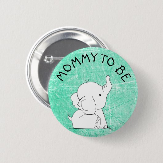 Blauwgroen Elephant Baby shower Pin Ronde Button 5,7 Cm (Voorkant /achterkant)
