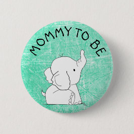 Blauwgroen Elephant Baby shower Pin Ronde Button 5,7 Cm