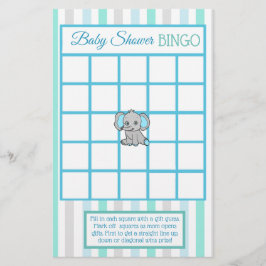 Blauwgroen Elephant Boy baby shower games Flyer
