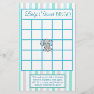Blauwgroen Elephant Boy baby shower games Flyer