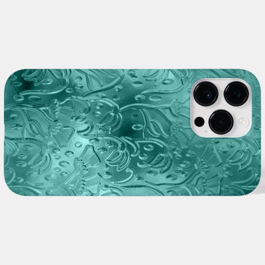 BLAUWGROEN EMBOSSED METALLIC LOOK ORNAMATION Case-Mate iPhone CASE (Achterkant (horizontaal))