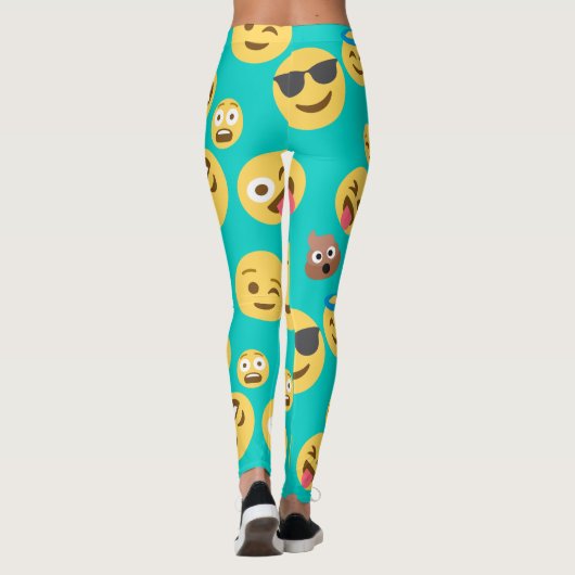 Blauwgroen Emojis Patterned Leggings (Achterkant)