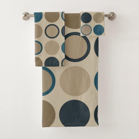 Blauwgroen en aanraakcirkels bad handdoek (Insitu)