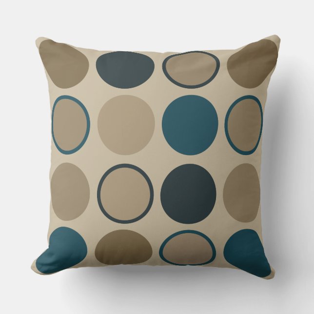 Blauwgroen en aanraakcirkels kussen (Voorkant)