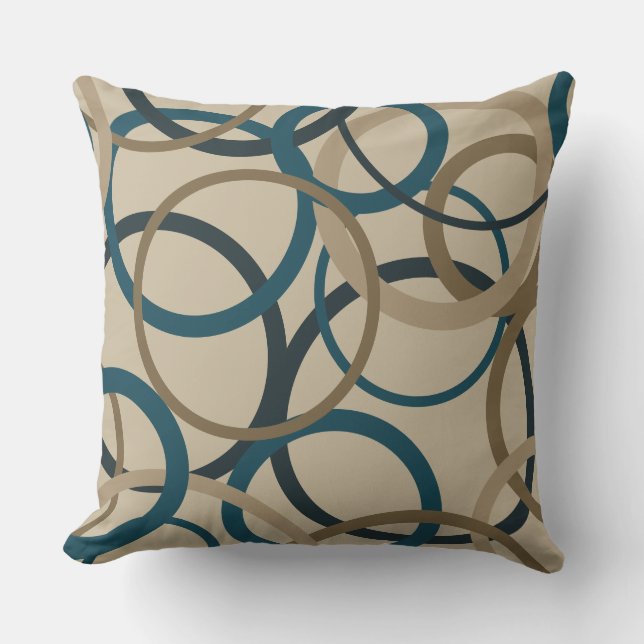 Blauwgroen en aanraakcirkels kussen (Voorkant)