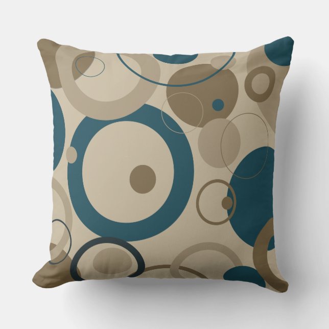 Blauwgroen en aanraakcirkels kussen (Voorkant)