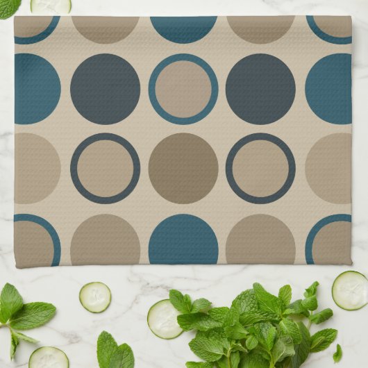 Blauwgroen en aanraakcirkels T Theedoek (Gevouwen)