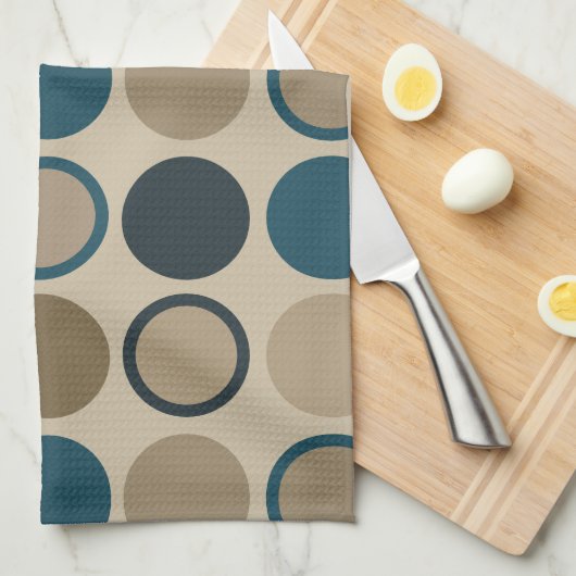 Blauwgroen en aanraakcirkels T Theedoek (Quarter Fold)