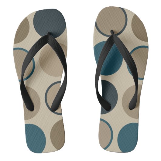 Blauwgroen en aanraakcirkels teenslippers (Voetbed)