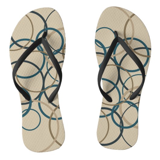 Blauwgroen en aanraakcirkels teenslippers (Voetbed)