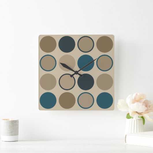 Blauwgroen en aanraakcirkels vierkante klok (Huis)