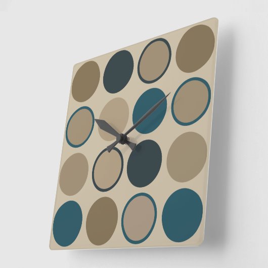 Blauwgroen en aanraakcirkels vierkante klok (Hoek)