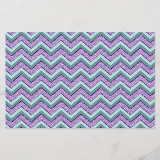 Blauwgroen en Amethist ZigZag Briefpapier (Voorkant)