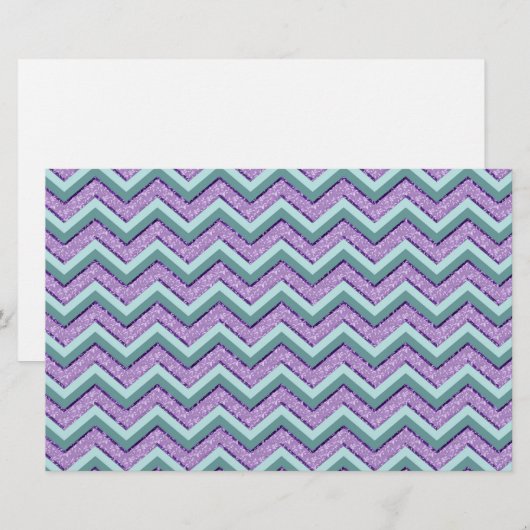 Blauwgroen en Amethist ZigZag Briefpapier (Voorkant / Achterkant)