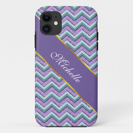 Blauwgroen en Amethist ZigZag Case-Mate iPhone Case (Achterkant)