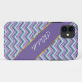 Blauwgroen en Amethist ZigZag Case-Mate iPhone Case (Achterkant (horizontaal))