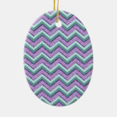 Blauwgroen en Amethist ZigZag Keramisch Ornament (Achterkant)