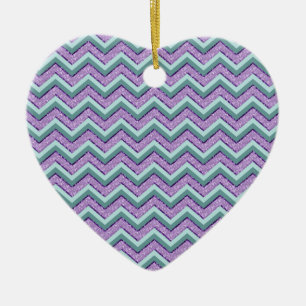 Blauwgroen en Amethist ZigZag Keramisch Ornament