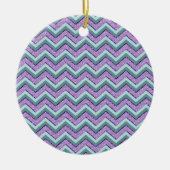 Blauwgroen en Amethist ZigZag Keramisch Ornament (Voorkant)
