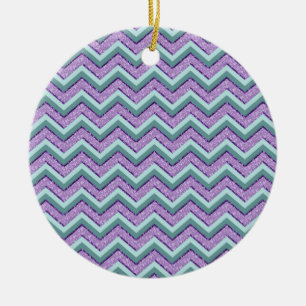 Blauwgroen en Amethist ZigZag Keramisch Ornament