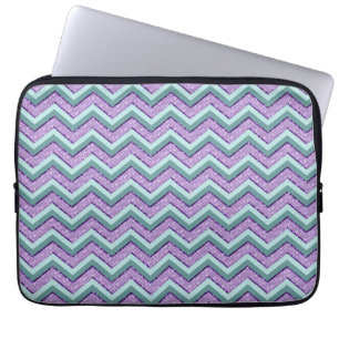 Blauwgroen en Amethist ZigZag Laptop Sleeve