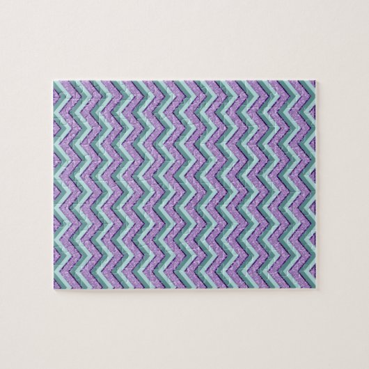 Blauwgroen en Amethist ZigZag Legpuzzel (Horizontaal)