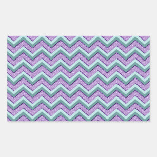 Blauwgroen en Amethist ZigZag Rechthoekige Sticker